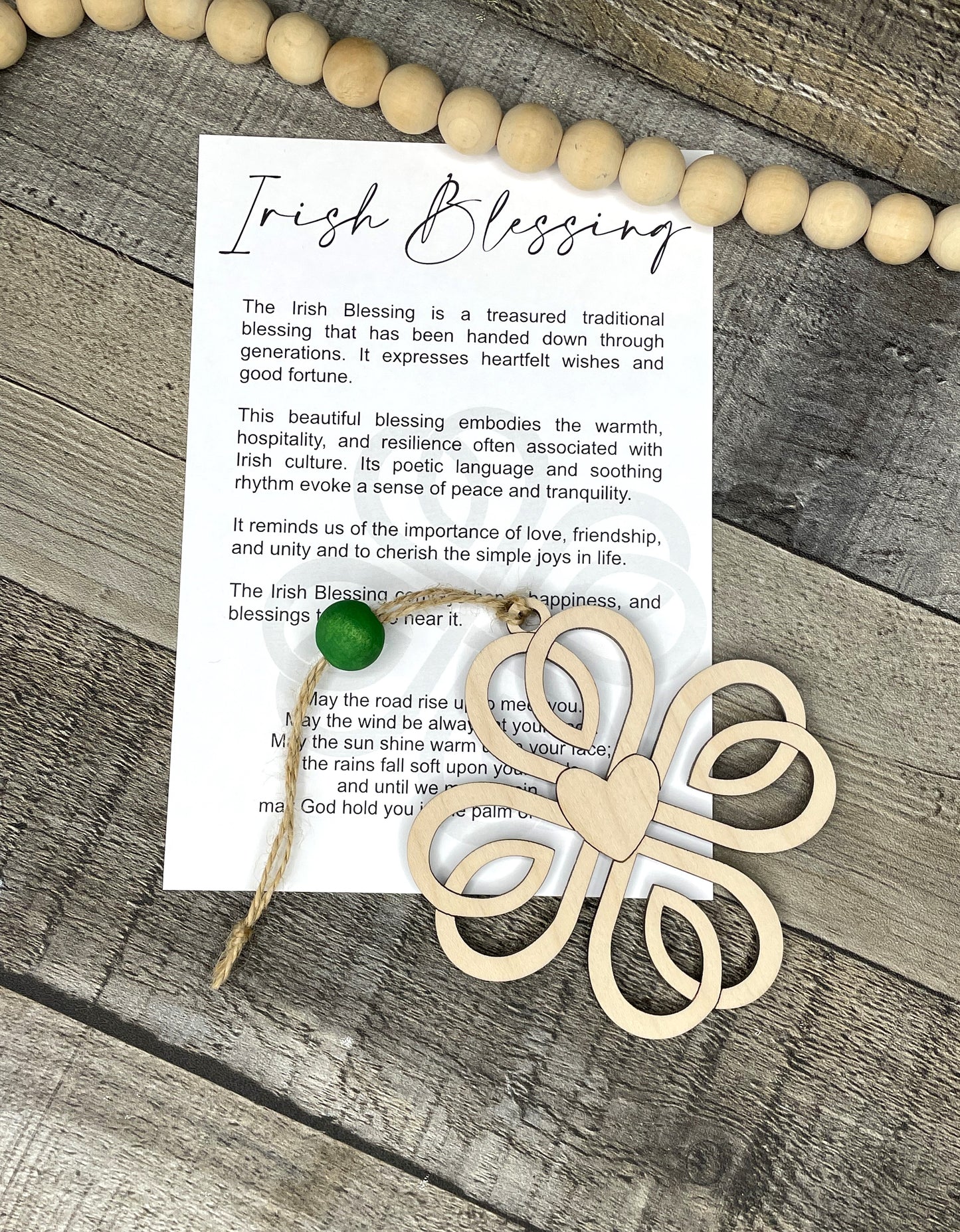 Irish Blessing Four Leaf Clover Ornament