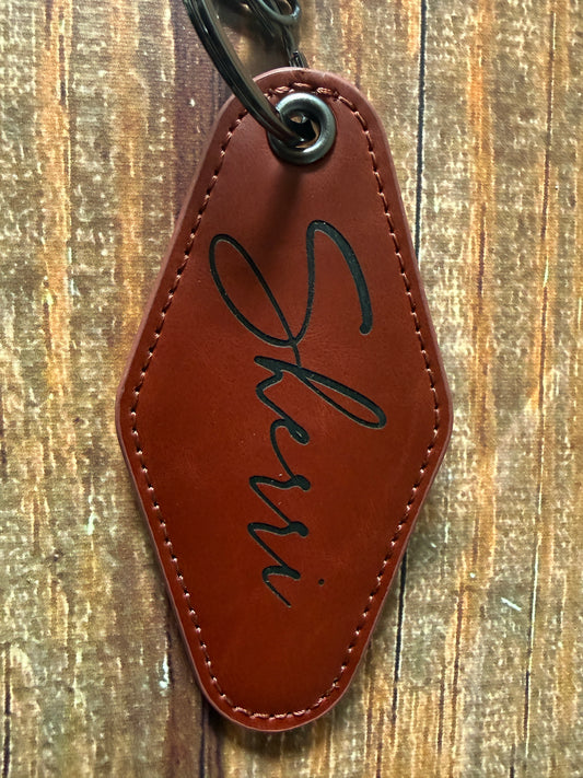 Personalized Leather Keychain | Custom Name Engraved Keyring