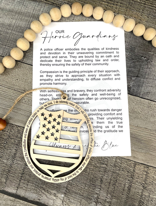 Our Heroic Guardians Police Story Card Ornament