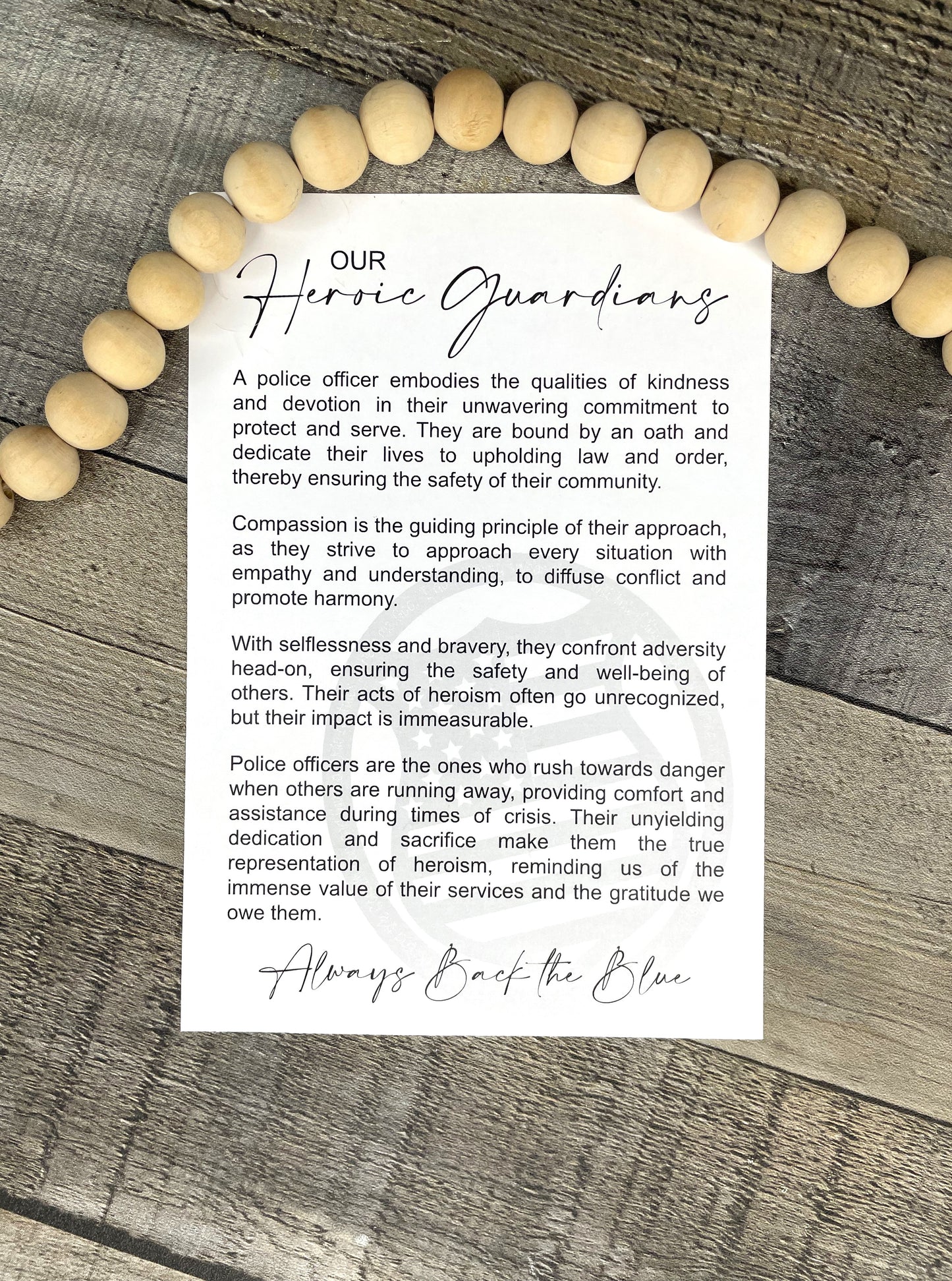 Our Heroic Guardians Police Story Card Ornament
