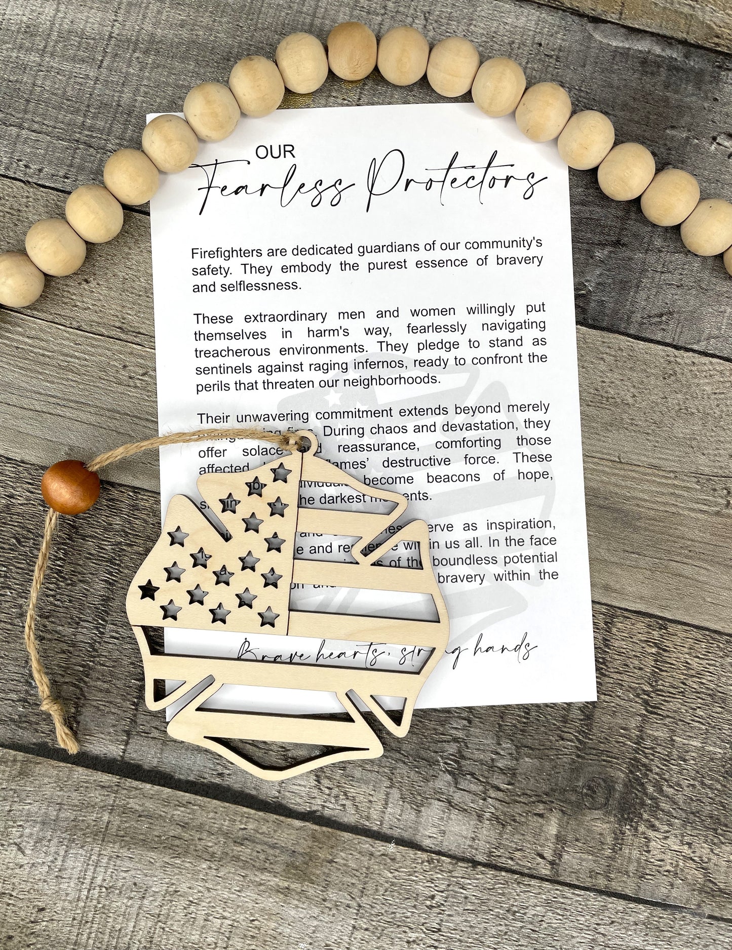 Our Fearless Protectors Firefighter Story Card Ornament