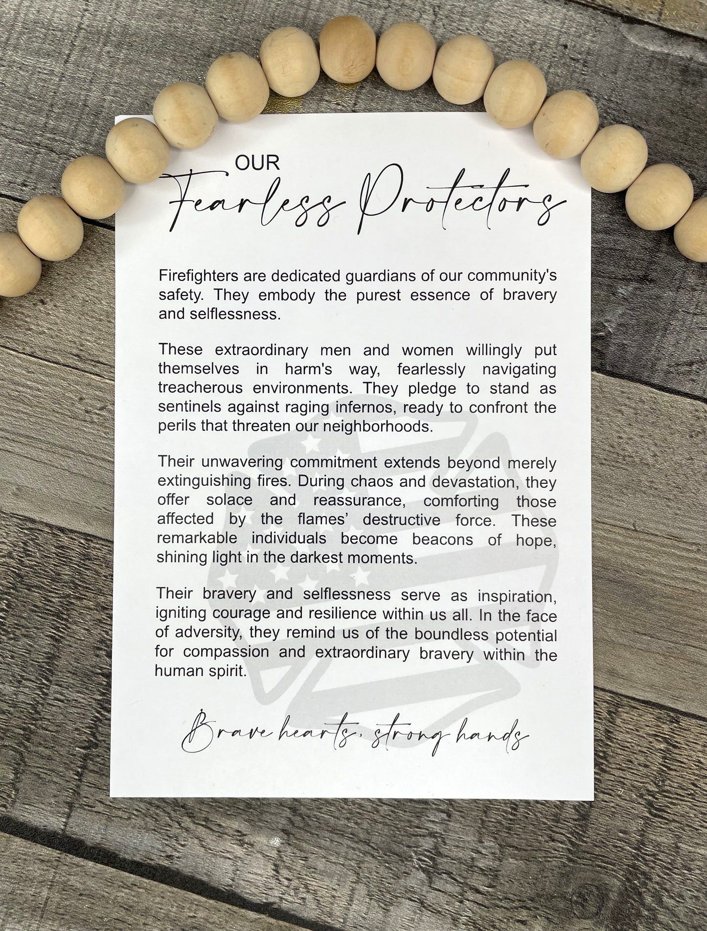 Our Fearless Protectors Firefighter Story Card Ornament