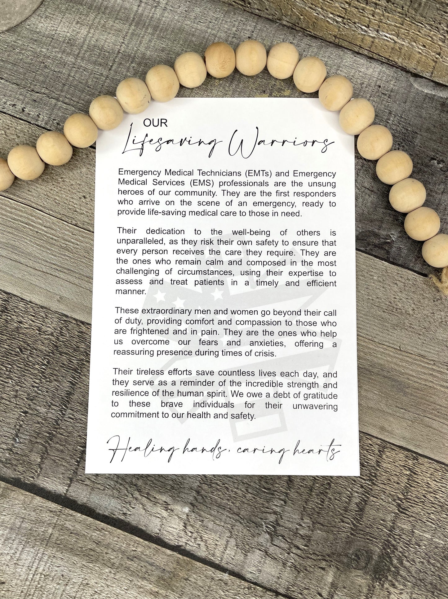 Our Lifesaving Warriors EMT/EMS Story Card Ornament