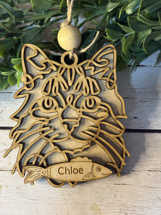 Personalized Cat Ornament – Custom Engraved Name & Breed