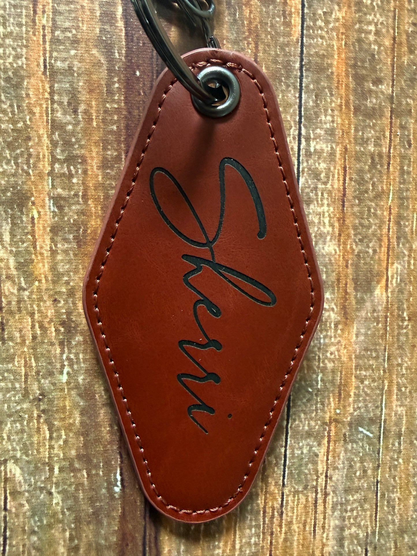Personalized Leather Keychain | Custom Name Engraved Keyring